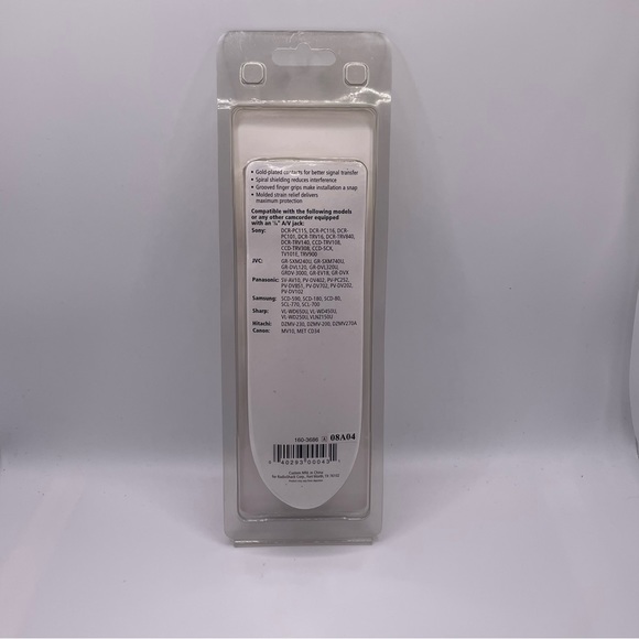 Camcorder A/V Cable Video 10 Feet 3m Gold Plated Spiral Shielding Factory Sealed - Picture 2 of 3